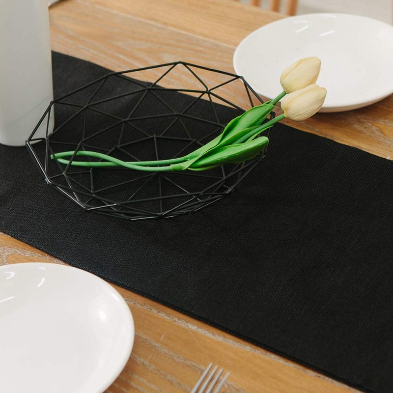 NATUS WEAVER Dinning Table Runner 12 x 60 Inches Farmhouse Kitchen Coffee Burlap Table Runner for Holiday Party, Black - Image 4